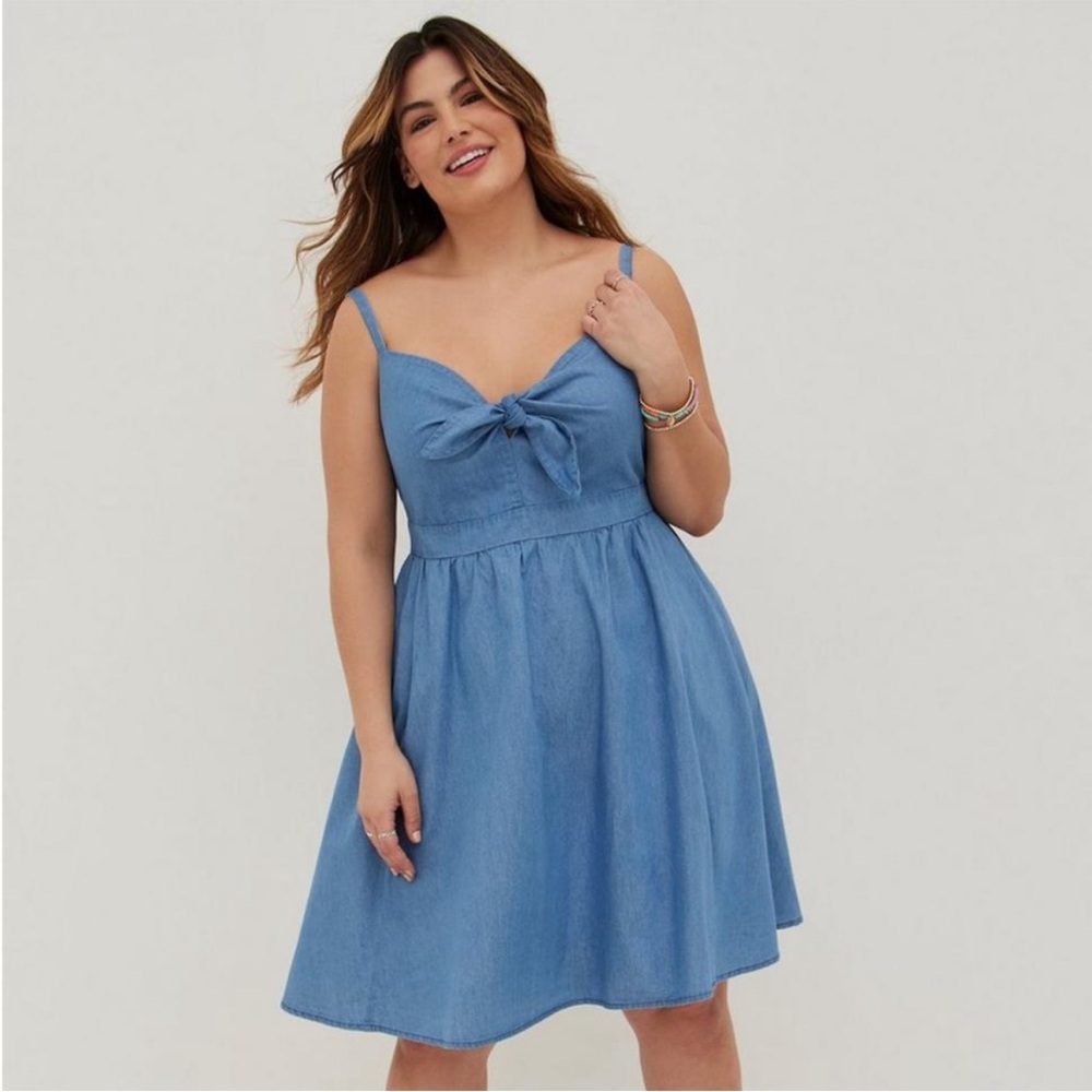 Torrid Tie Front Poplin Skater Dress